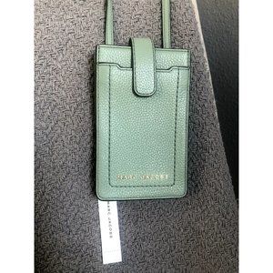 Marc Jacobs Leather Phone Crossbody Bag NWT Marine Green